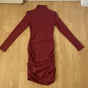 Dark red ribbed dress